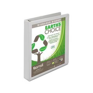 Earth's Choice Biobased Round Ring View Binder, 1" Cap, White