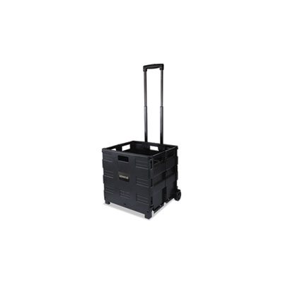 Collapsible Mobile Storage Crate, 18 1 / 4 x 15 x 18 1 / 4 to 39 3 / 8, Black Collapsible Mobile Storage Crate, 18 1 / 4 x 15 x 18 1 / 4 to 39 3 / 8, Black