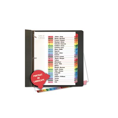 Table of Contents Dividers, Assorted Color 26-Tab, A-Z, Letter, White, 26 / Set Table of Contents Dividers, Assorted Color 26-Tab, A-Z, Letter, White, 26 / Set