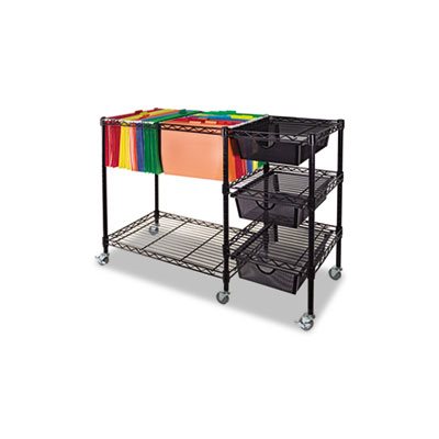 Mobile File Cart w / Drawers, 38w x 15 1 / 2d x 28h, Black Mobile File Cart w / Drawers, 38w x 15 1 / 2d x 28h, Black
