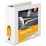 Heavy-Duty D-Ring View Binder w / Extra-Durable Hinge, 4" Cap, White Heavy-Duty D-Ring View Binder w / Extra-Durable Hinge, 4" Cap, White